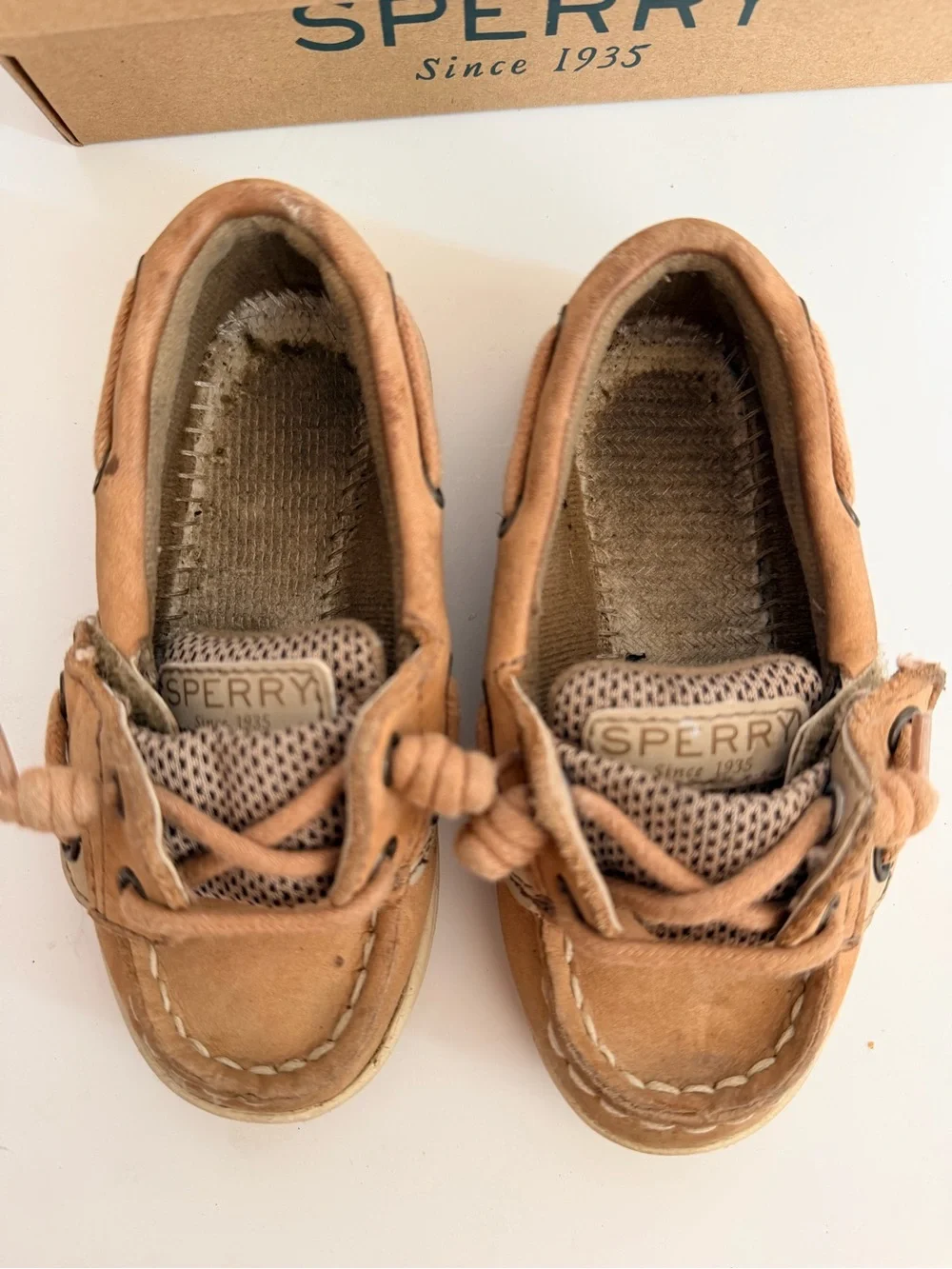 Sperry Kids Tan Leather Moccasin Boat Shoes